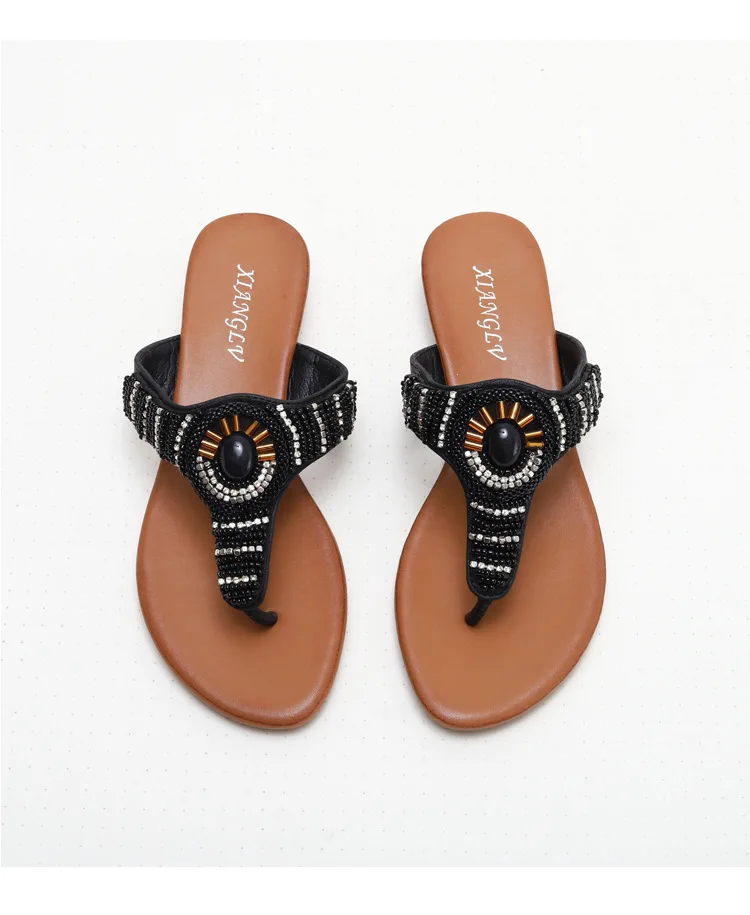 588-1  Sandals, Slippers, New Summer Fashion Outwear, Sea Vacation Edge, Ethnic Style Slope, and Rhinestone Slippers