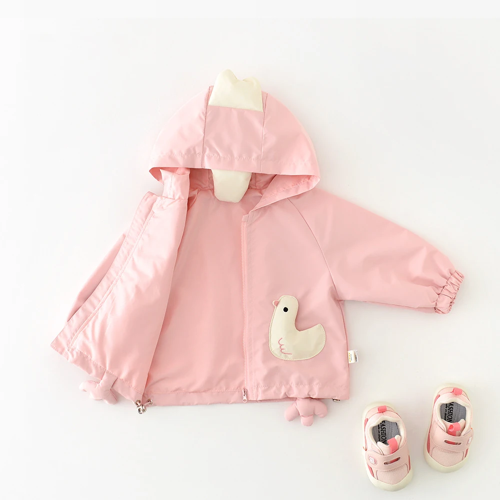 Pink Bird Hooded Jacket for Baby Girls