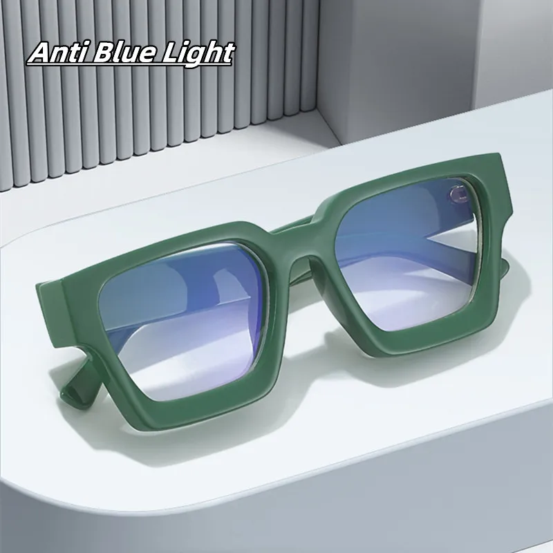 Marke männer Platz Gläser Rahmen Optische Photochrome Blau Licht Lesebrille Retro Große Brillen Klassische Computer Gläser