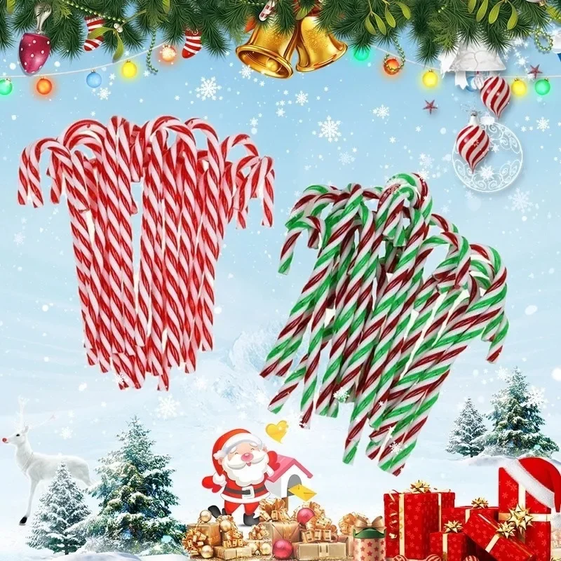 24/6PCS Mini Candy Canes Miniature Christmas Tree Decor Peppermint Swirls Pendant DIY Scrapbook Craft Gift Home Party Navidad