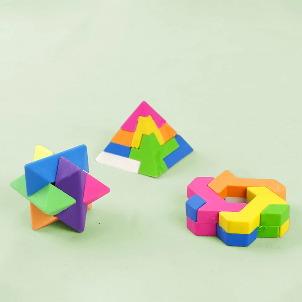 조립 고무 큐브 지우개, 어린이 DIY 지우개, 개별 패키지, 학생상 고무 학교 문구, 5 개
