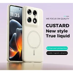 Magnetic Shockproof Liquid Silicone Case - Soft Protective Cover for Motorola Moto X70 Air (Beige)