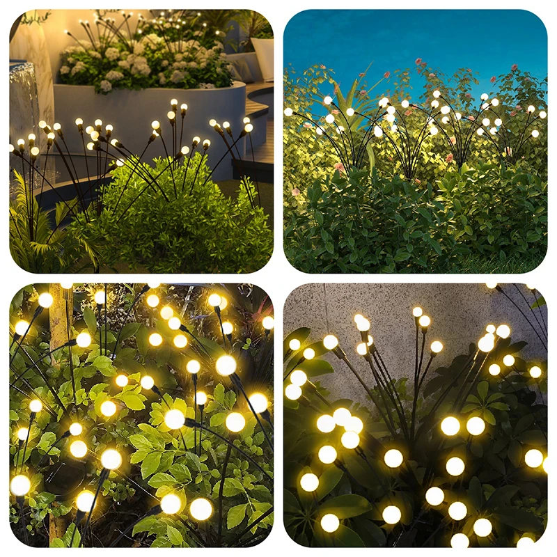 6/8/10 LED Solar Garden Light Powered Firefly Light Outdoor Waterproof Garden Decorative Landscape Light Fireworks Lawn Light 6