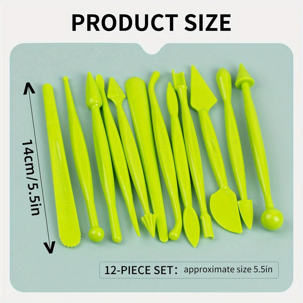 12 Sets Fondant Flower Making Tool Cartoon Kneading Molding Tool Dough Molding Carving fondant cake tools