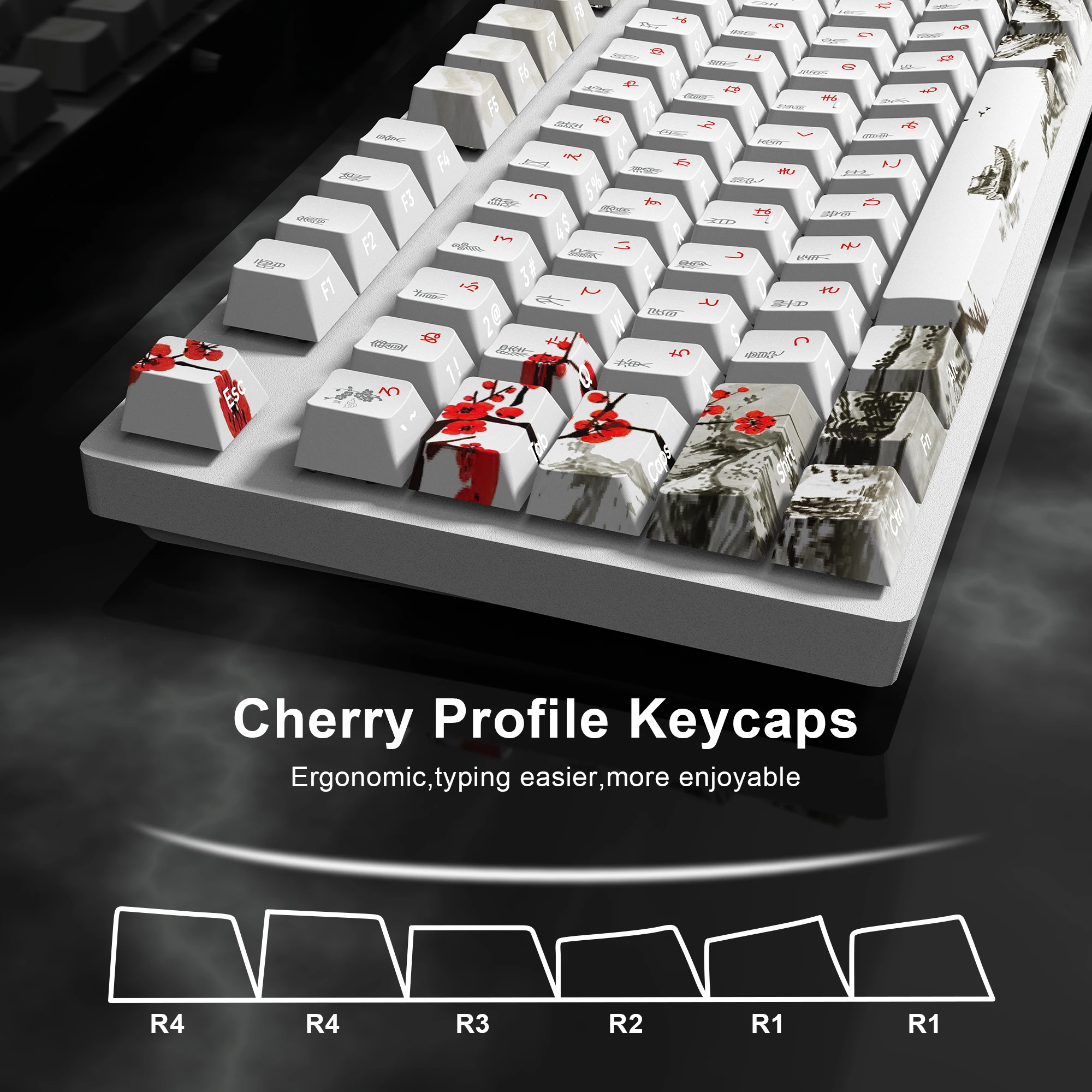 Pbt Double Shot Keycaps Cherry Profile Keycap Plum Blossom Dye Sub Backlight Keycap para mx Switch Mechanical Gaming Keyboard Cap - Imagem 5