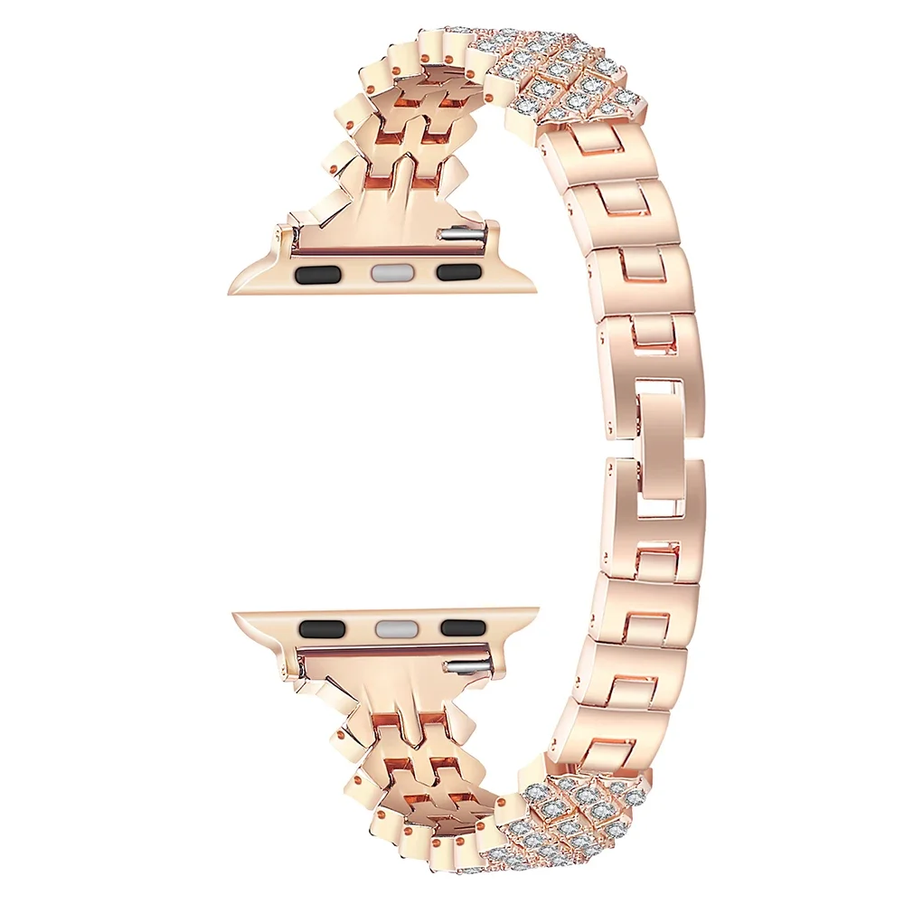 Metal+Diamond Strap for Apple Watch 9 8 7 45mm 41mm Luxury Women Replacement Bracelet for iWatch 6 5 4 3 SE 44mm 42mm 40mm 38mm
