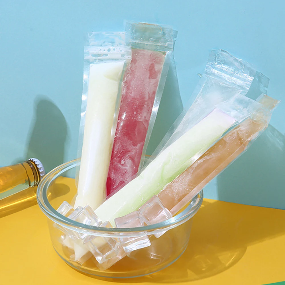 Disposable Ice Popsicle Mold Bags 100Pcs Freezer Tubes Zip Seals Ice Cream Yogurt Sticks Juice Smoothies Bags Bpa Free