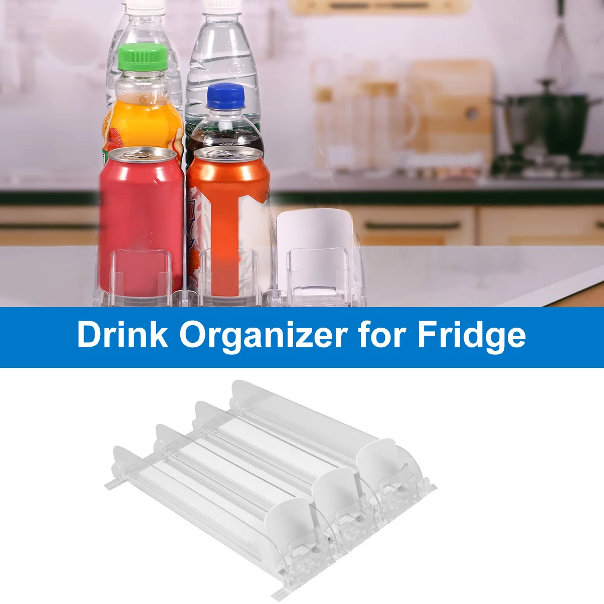 

Drink Organizer for Fridge Self-Sliding Soda Can Dispenser for Refrigerator 3 Row Large Capacity Beverage Dispenser Width
