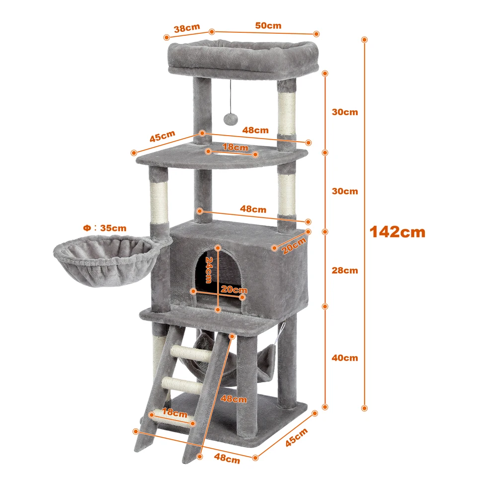 Multi Level Cat Tree Scratching Post with Hammock