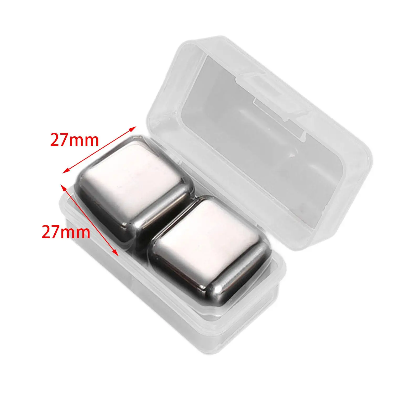Stainless Steel Reusable Ice Cubes with Storage Box Quickly Cooling Gift Set Portable Square Beverage Chilling Rocks Whisky Ball