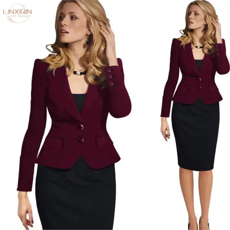 

2024 Spring Autumn Fashion Blazer Jacket Women Suit European Work OL Thin Suit Blazer Long Sleeve Mujer Blazer Outerwear 05