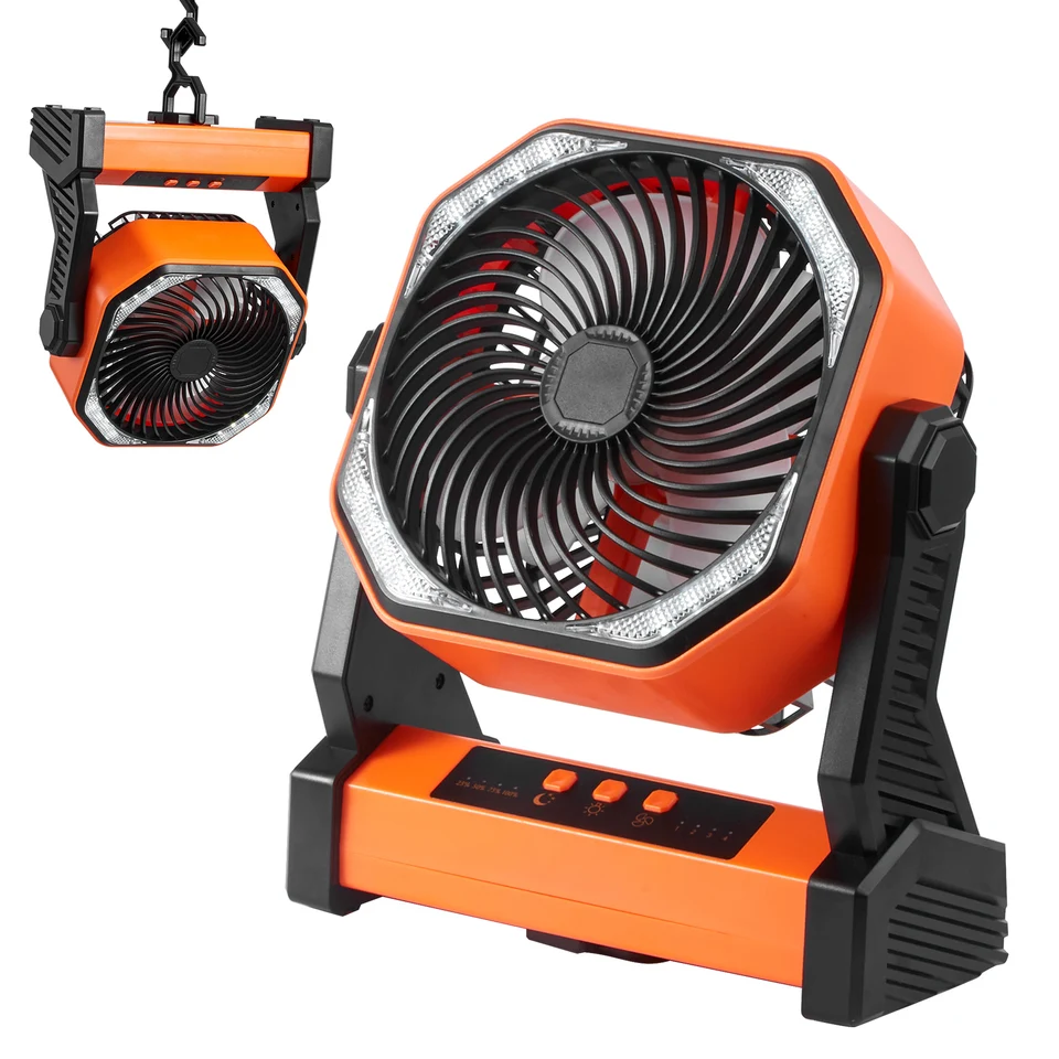 Portable Rechargeable Fan with LED Lights and Battery