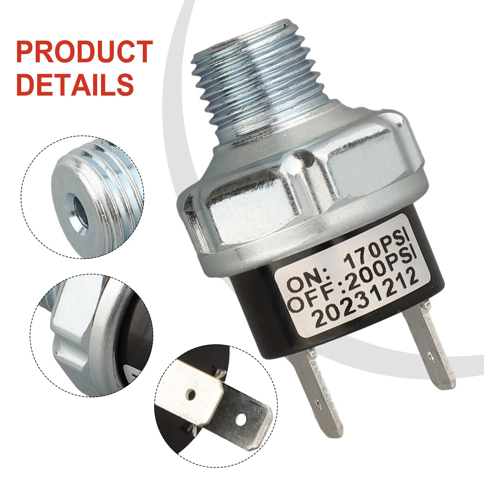 70-100/90-120PSI 110-140PSI 공기 압축기 압력 스위치 1/4 NPT 12V/24V 공기 탱크 용 알루미늄 합금 스위치 제어 120-150PS