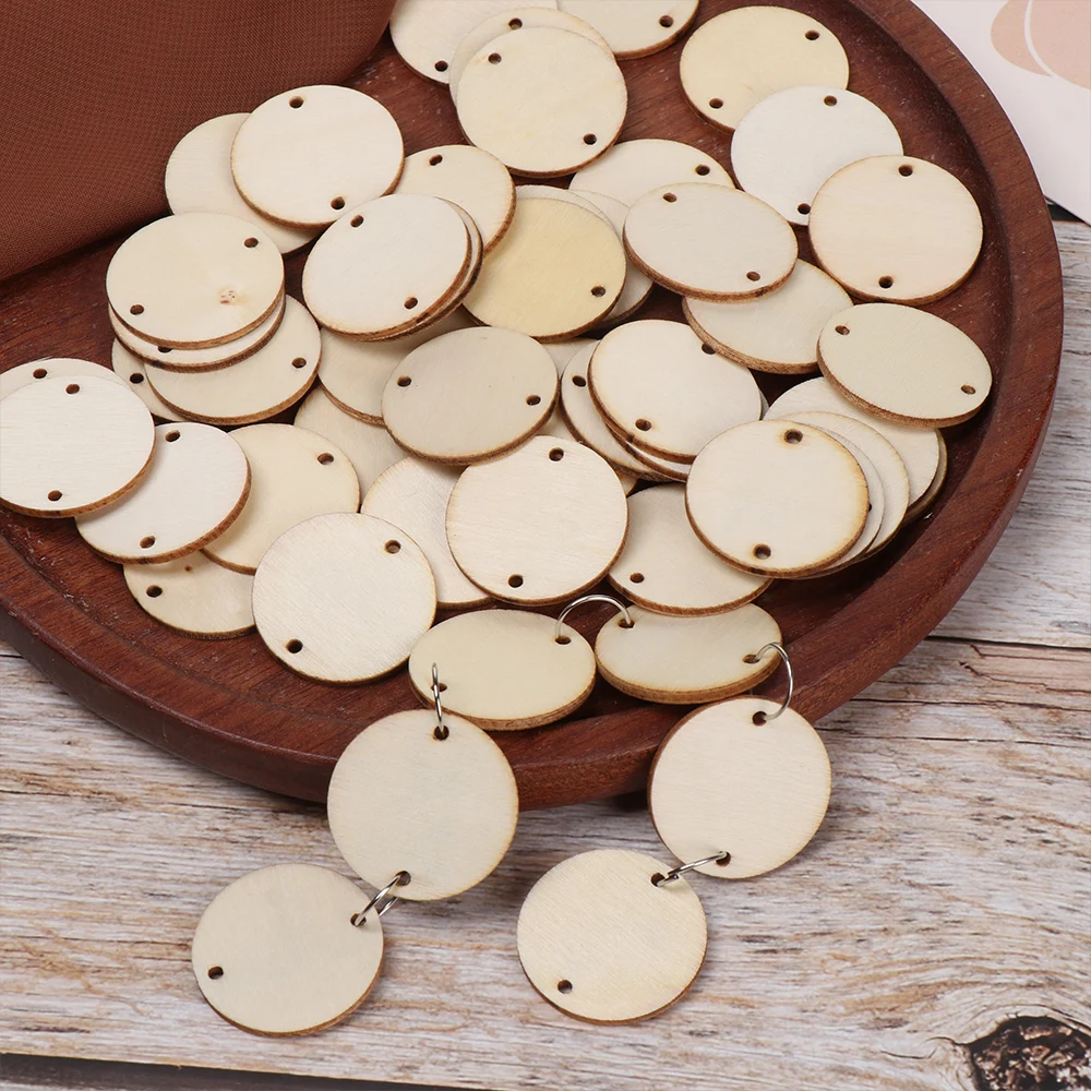 50 Stück Kreisscheiben aus Holz mit Löchern, Ringclips für Geburtstagserinnerung, Kalender, Hausarbeit, Tafel, Plakette, DIY-Dekoration, Kunsthandwerk – Detail 6