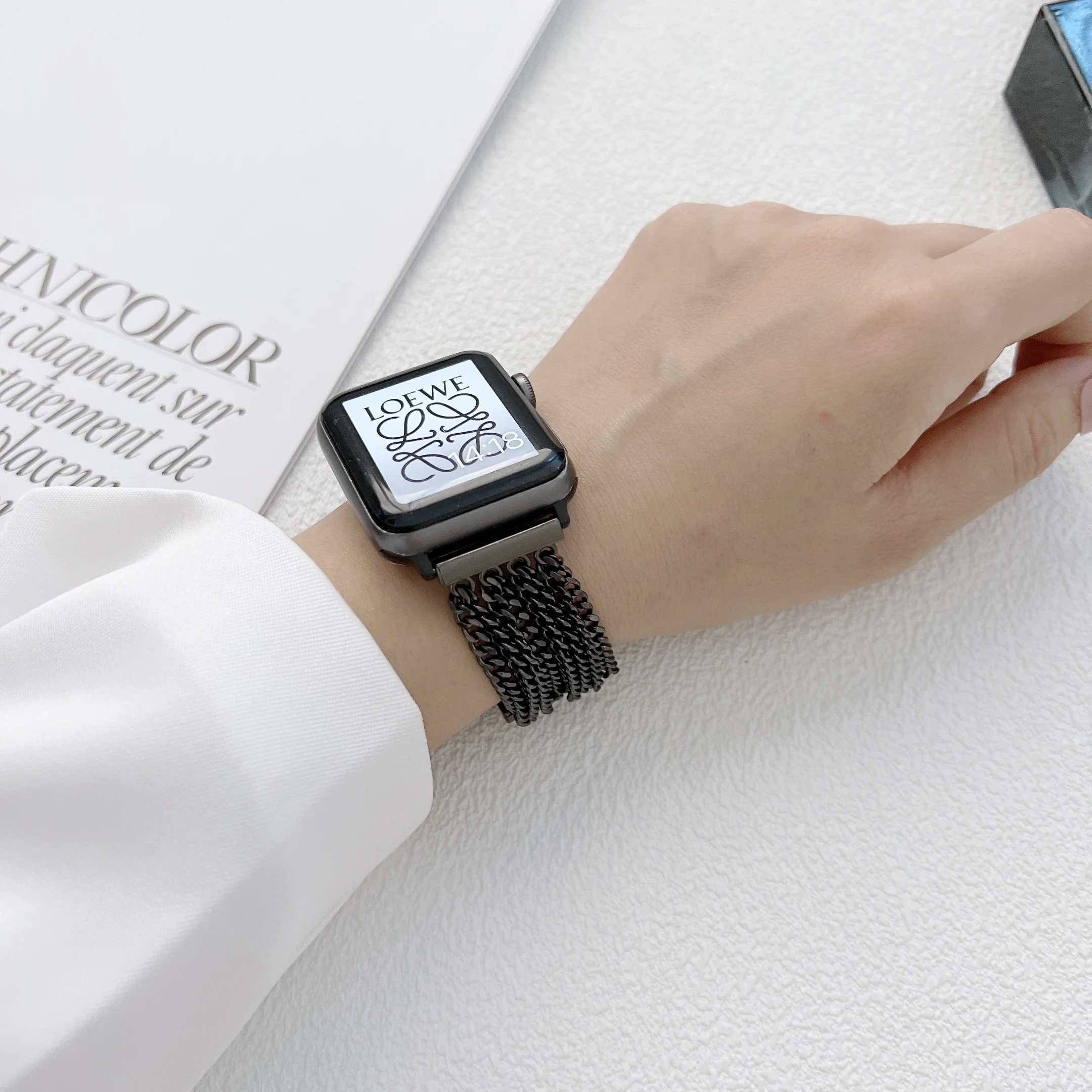 Metal Strap For Apple watch 45mm 41mm Series 8 7 Stainless Steel Link Bracelet Wristband For iWatch 6 5 4 SE 44mm 40mm 42mm band