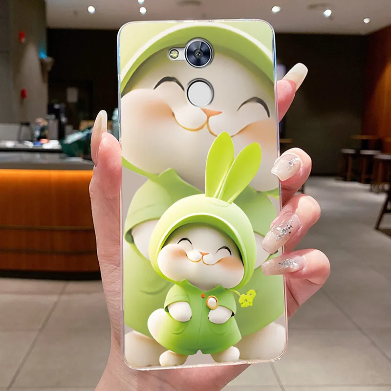 Shockproof Clear TPU Phone Case with Unique Rabbit Lamp and Puppy Design