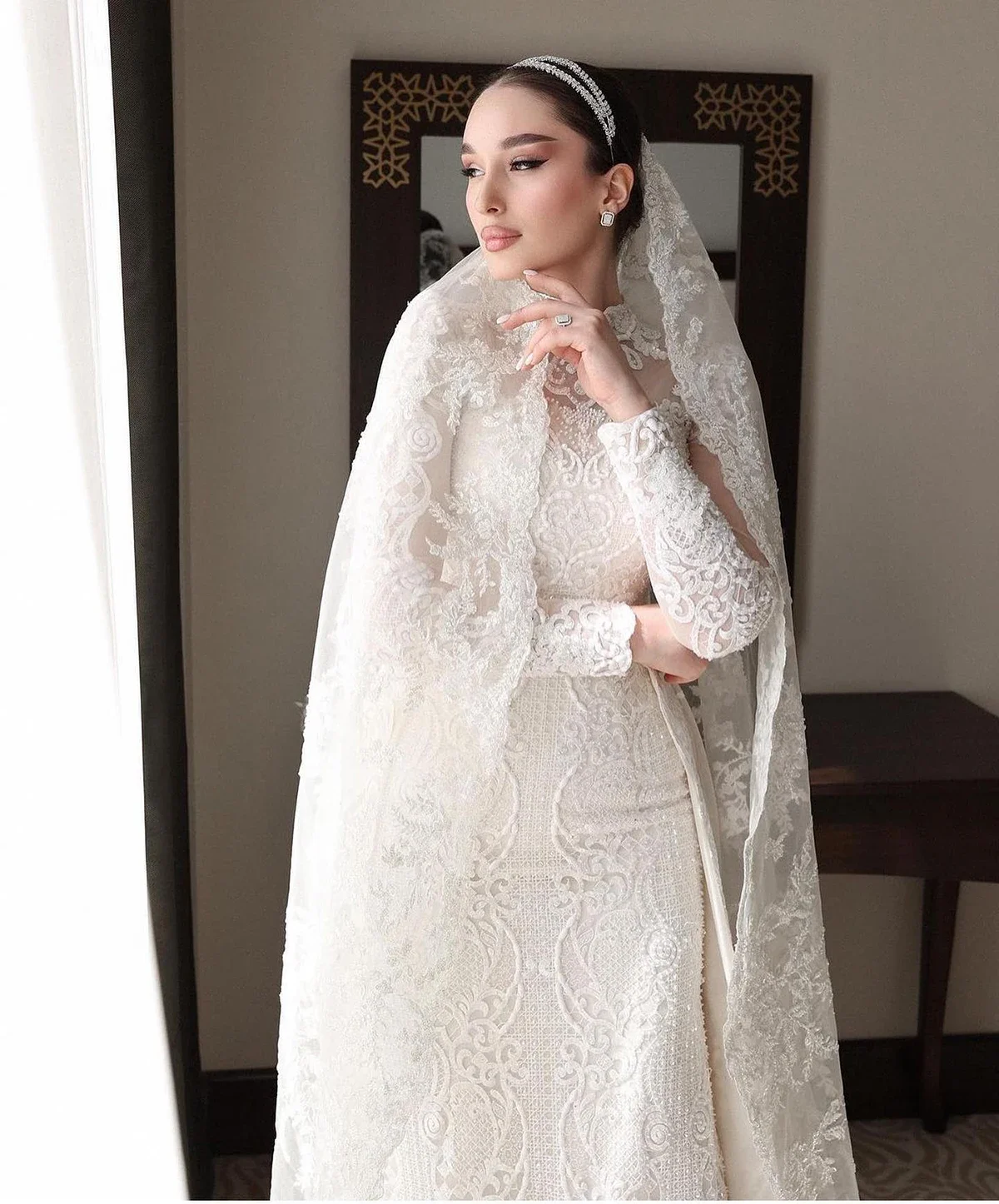 Customized Mermaid Wedding Dresses Long Sleeves High Neck Appliques Amanda Novias Official Beads Bridal Gowns Vestina De Novia