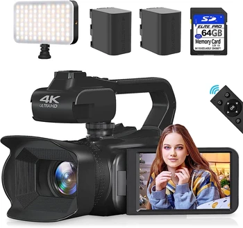 Videocamera 64MP 4K 60FPS per videocamera Tiktok Youtube ruota Touch Screen fotocamera fotografica WIFI Streaming Webcam Recorder