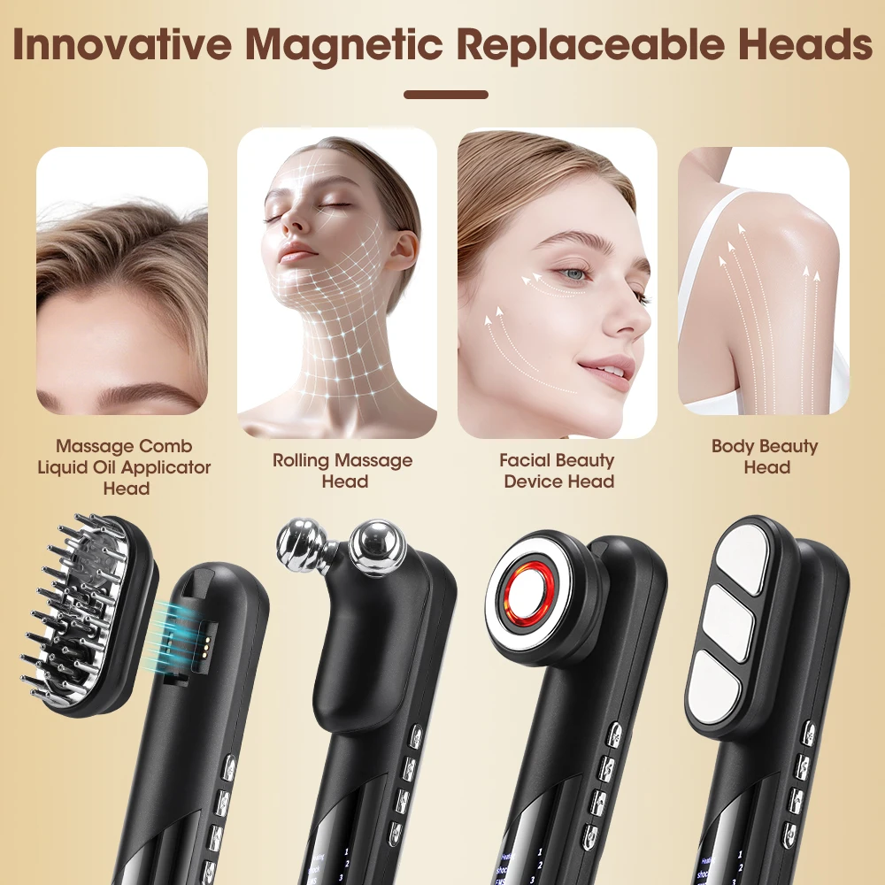 4 In 1 Electric Massage Comb EMS Scalp Massage Brush Heated Vibration Red Light Hair Growth Massager Face Roller Beauty Device