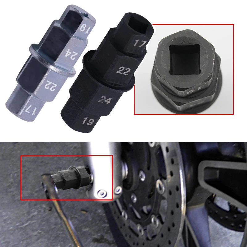Motorcycle Spindle Bolt Removal Tool 4-in-1 Motorcycle Axle Tool (17/19/22/ 24mm) - BMW, Yamaha, Kawasaki Compatible - Hexagonal Front Wheel Removal Kit Motorcycle Spoke Wrench - Foto 3