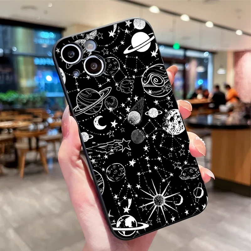 Aesthetic Space Planet Moon Stars Soft Phone Case Cover