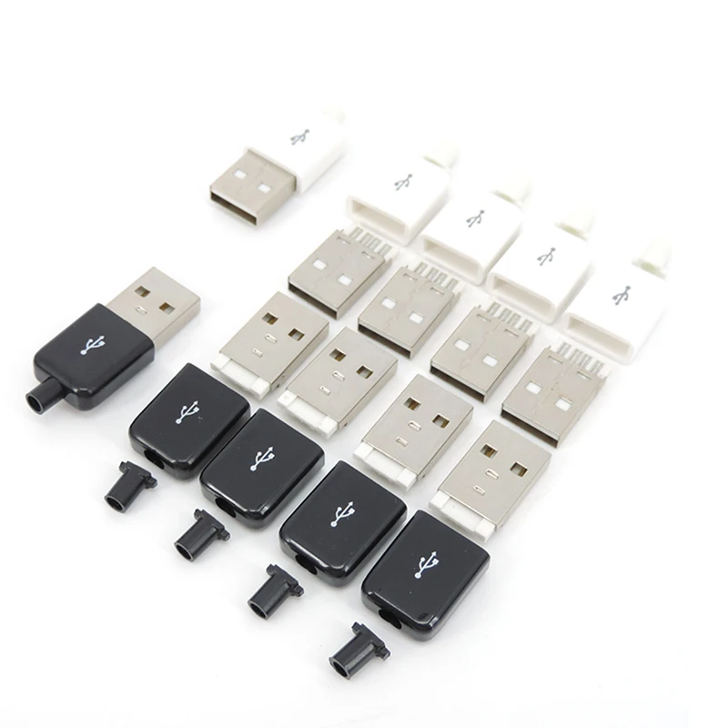 

10 шт., 4-контактный разъем USB Type A с пластиковой крышкой
