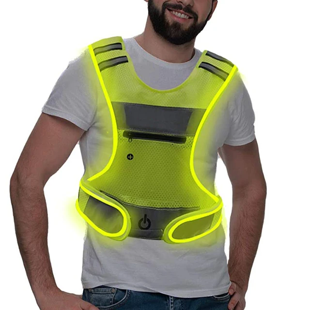 LED Reflective Vest Running Gear Adjustable Waist/Shoulder Cycling Security  Vest 3 Light Modes for Outdoor Night Running Walking - AliExpress