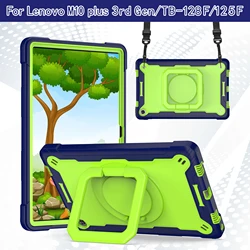 Durable 360° Swivel Stand Tablet Case with Shoulder Straps, Drop & Shockproof Design for Xiaoxin Pad 10.6inch (Navy blue - Chartreuse)