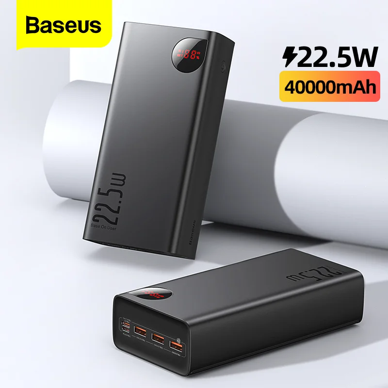 

Baseus 40000mAh Power Bank External Battery Large Capacity PD 22.5W Fast Charging Camping Portable Powerbank for iPhone Xiaomi