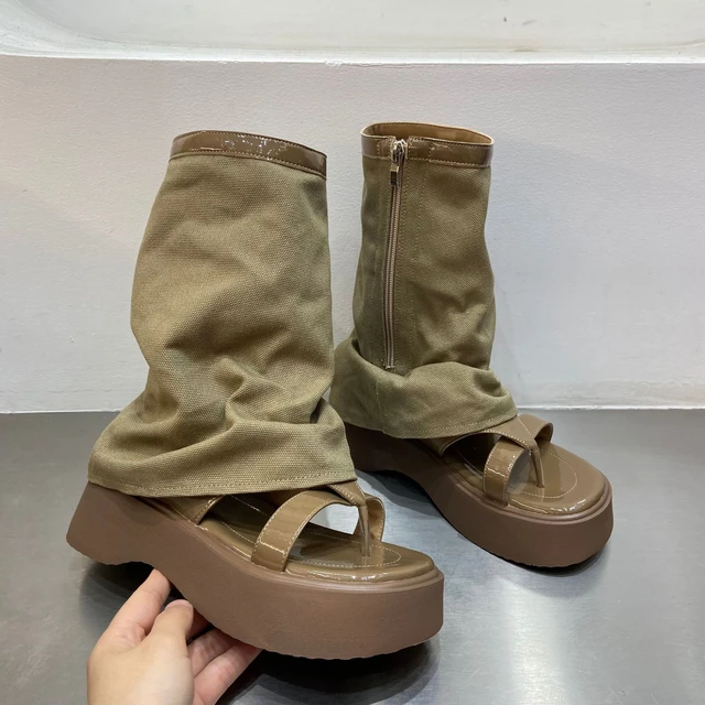 Flip-flops Summer Sandal Boots Designer Platform Open Toe Pantaloons Boots Strange Cowboy