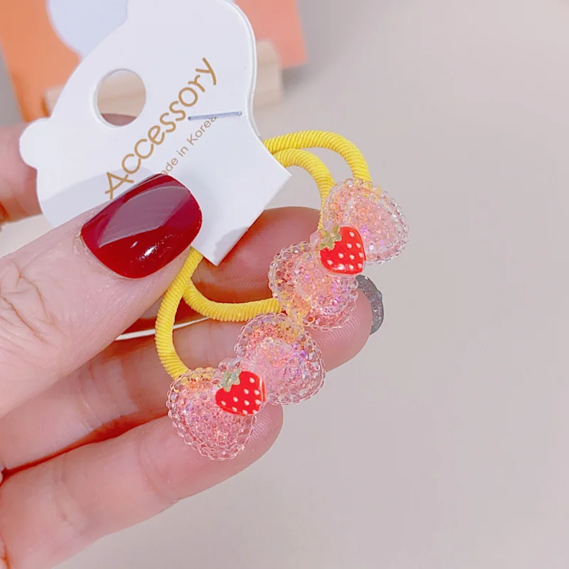 2pcs neue süße glänzende Kirsche Bogen Mädchen Kinder elastische Haar bänder Kinder Haar gummis Prinzessin Haarschmuck Baby Kopf bedeckung – Detail 14