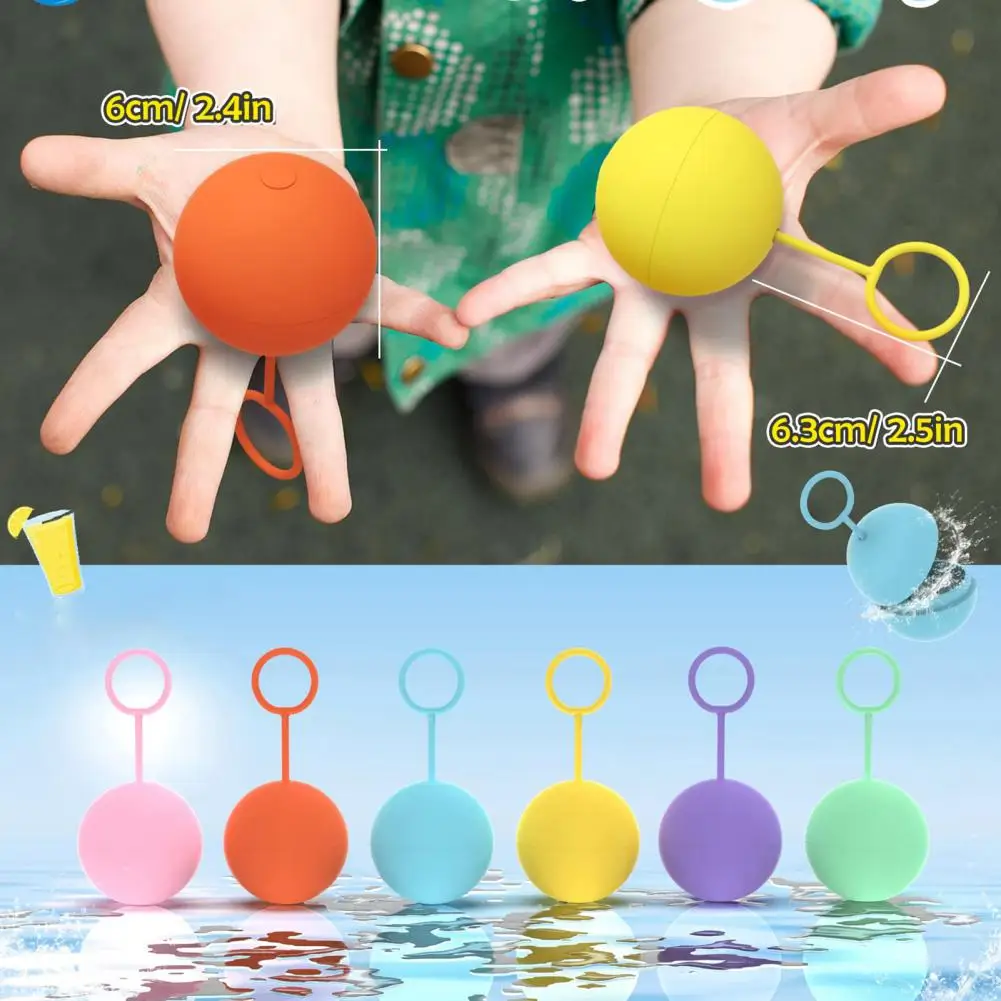 6Pcs Reusable Water Balloons Refillable Water Balloon Quick Fill Self Sealing Ball Splash Balls For Kids Swimming Pool