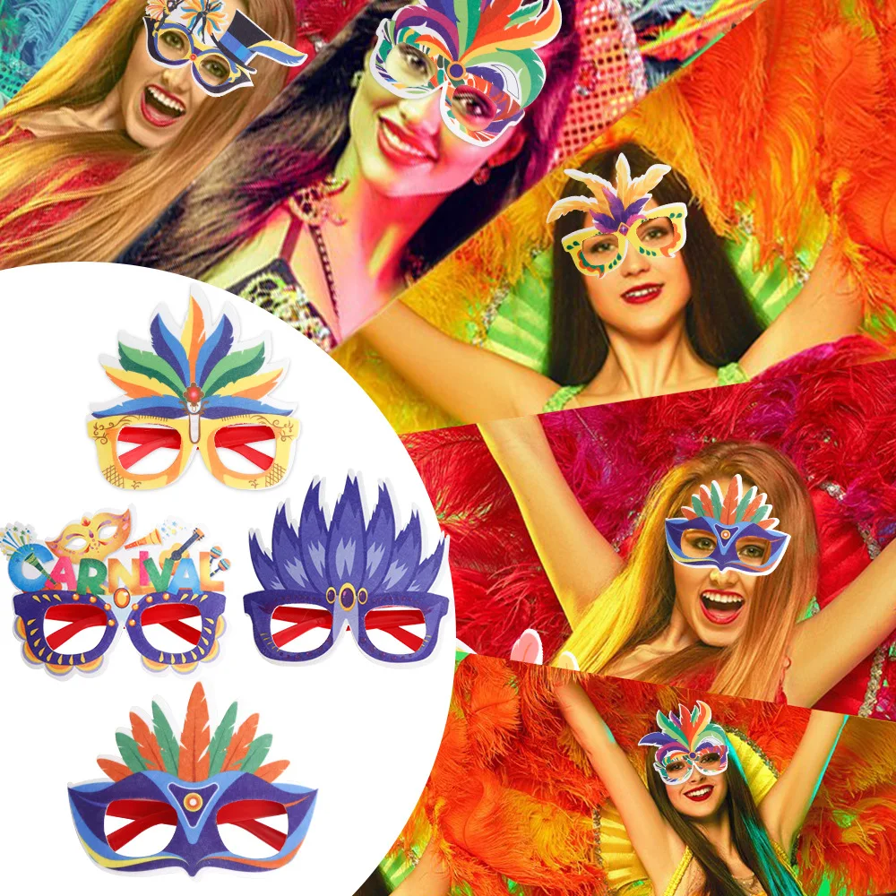 6 Pièces Lunettes De Carnaval Tenue Hawaïenne Accessoires De Bal