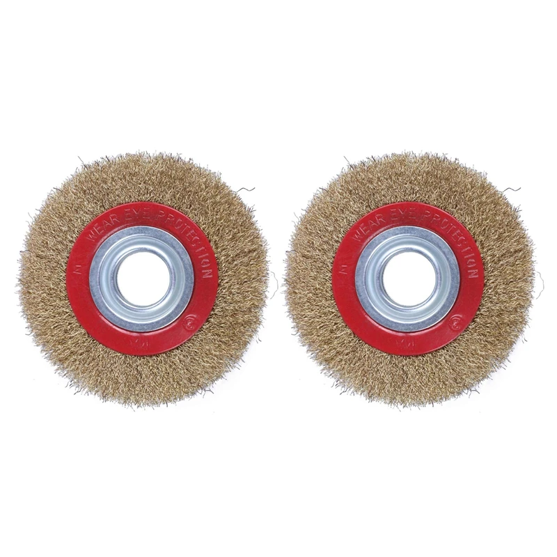 

2X Wire Brush Wheel For Bench Grinder Polish + Reducers Adaptor Rings,6Inch 150Mm