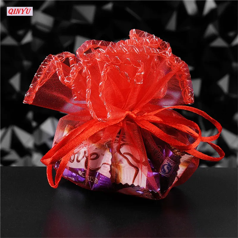 25PCS/bag 29*39cm Drawable Organza Jewelry Packaging Display Pouches Bags For DIY Gift Wedding Party Decoration 7ZSH321-25