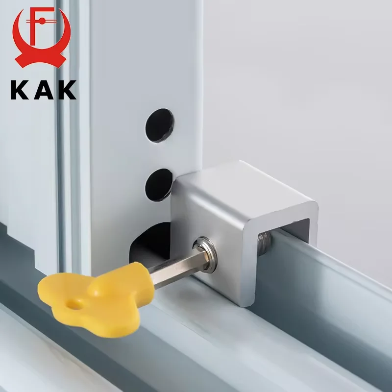 Aluminum Alloy Window Lock Stopper Sliding with Key Window Anti-theft lock Window Sliding Door Baby Kids Child Safety Doors Lock
