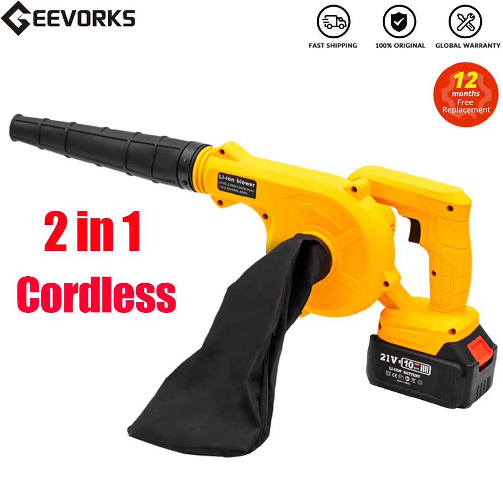 21V Rechargeable Liion Electric Air Blower 3000mAh Cordless Leaf Blower Large Power Industrial