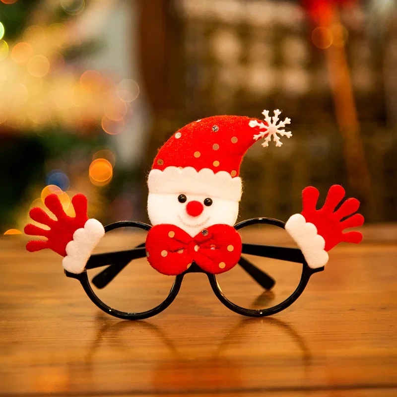 Decorazioni Natalizie Babbo Natale Pupazzo Di Neve Antler Occhiali Senza Montatura Cartoon Occhiali Cornice Decorativa