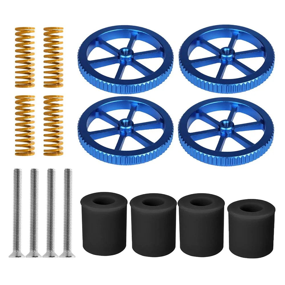 3D Printer Heatbed Leveling Kit Aluminum Hand Twist Leveling Nut + Springs + Silicone Column 18mm 16mm for Ender 3/Ender 5/CR-10