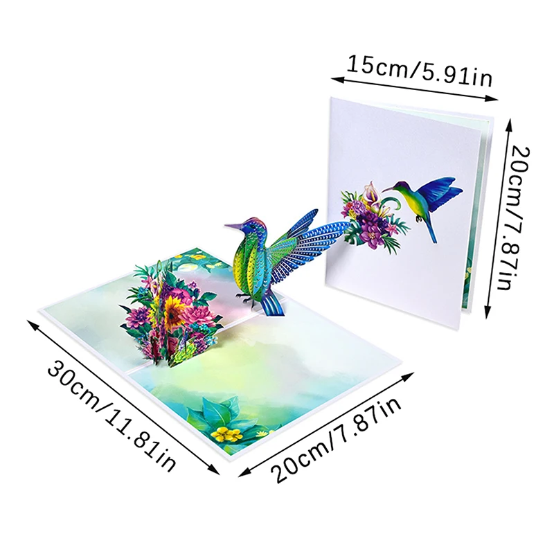 3D Hummingbird Pop Up Greeting Card For Mother's Day Valentine's Day Birthday Thank You Anniversary Festival Gift