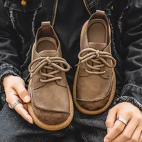 Men's Casual Shoes Soft Bottom Large Head Lace-Up Fashionable Retro Trendy Low-Top Rubber Sole Comfortable All-Match Boots