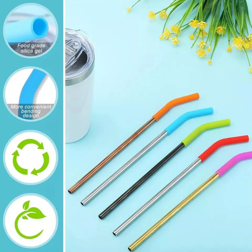 uxcell 4 punte in silicone per cannucce, gomiti in silicone, morbide