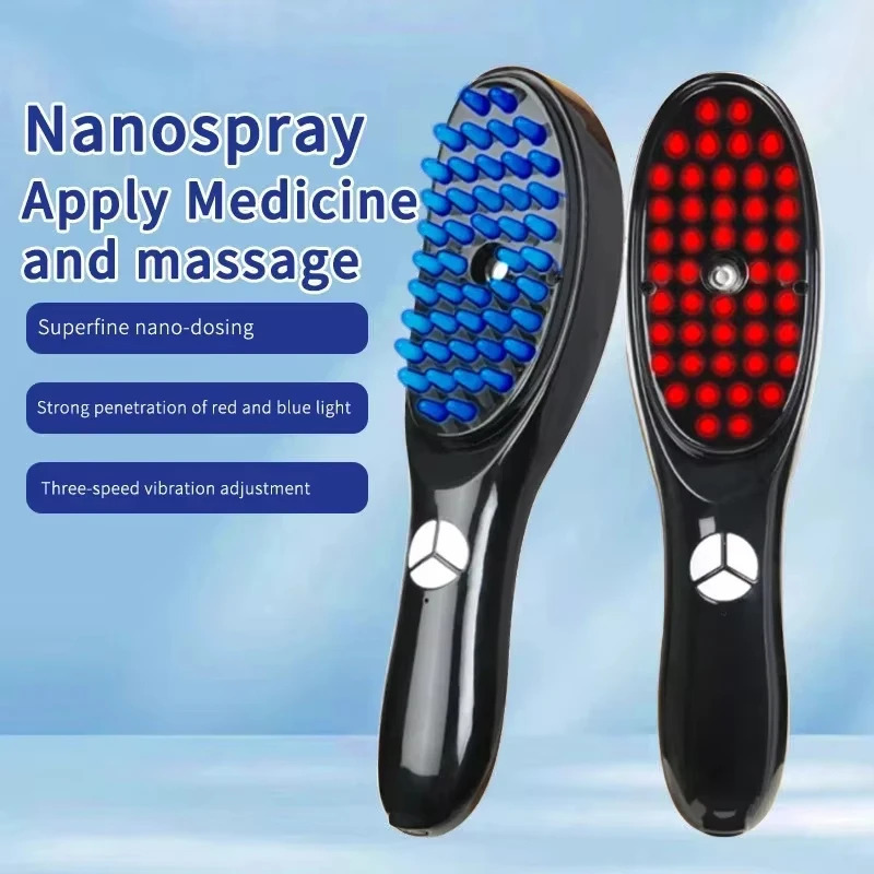 Anti Hair Loss Scalp Care Electric Massage Comb Red and Blue Light Therapy Scalp Vibration Massage Brush Hair Growth Massager