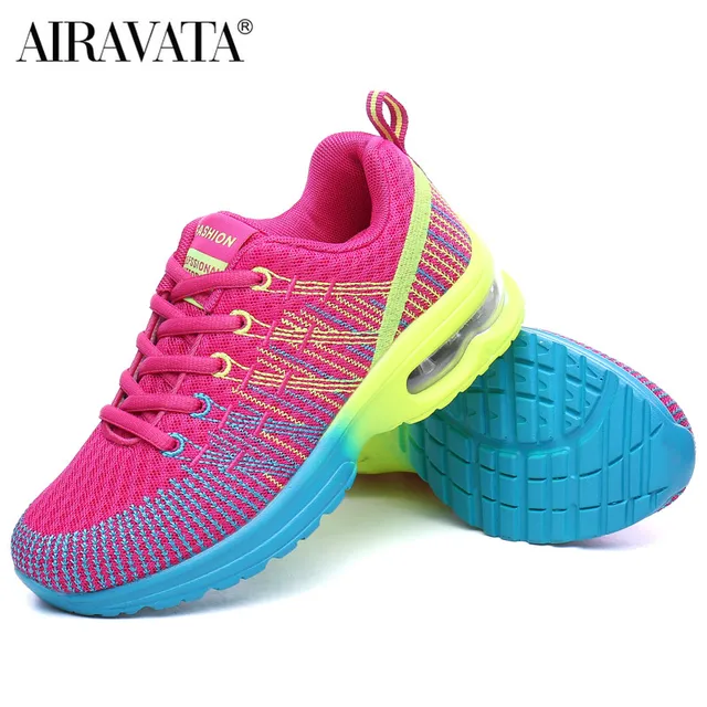 Fashion Sneakers for Women Lightweight Breathable Comfortable Outdoor Air Cushion Lace-up Running Shoes Rose