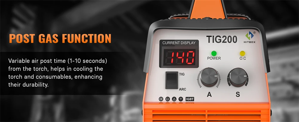 HITBOX TIG200 2 in 1 Welding Machine MMA/HF TIG Arc Force Hot Start IGBT Inverter Stick Welder for Outdoor Home DIY 220V AU Plug