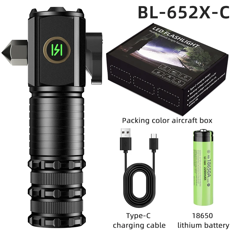 FZH Torcia LED Ricaricabile Mini 2000 Lumen – Tattica Tascabile Con USB C E 7 Modalità Per Esterni E Emergenza - 4
