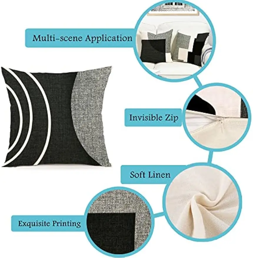 Black Geometric Pillow Case 6