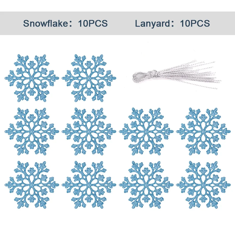 Christmas Ornaments Glitter Snowflake Strings 10pcs