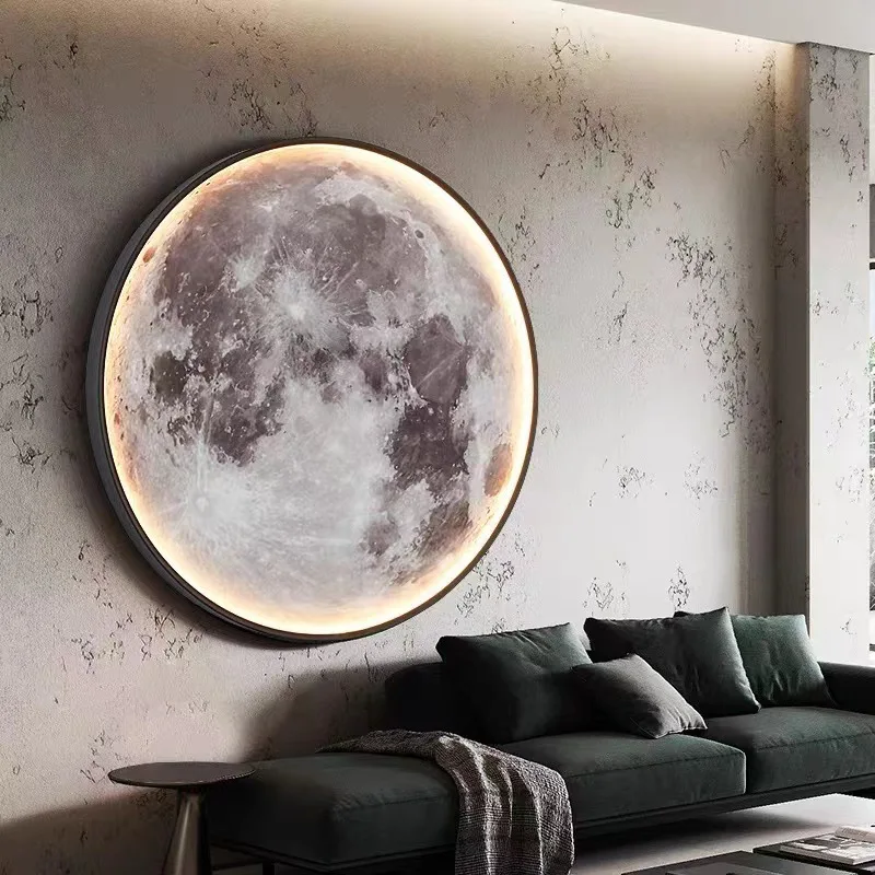 

Creative Moon Wall Lamp Aisle Corridor Mural Sconces Foyer Hallway Background Home Decor Lighting Bedroom Bedside Wall Lights