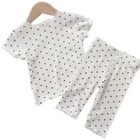 Pyjama d'été pour petites filles, vêtements de maison coréens, costumes deux pièces, t-shirt imprimé floral, hauts à manches courtes + pantalons courts de 1 à 8 ans, nouvelle collection 5